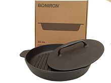 Сковорода Boniron цыплята-табака с прессом 30 см<p>
	 Производитель: Boniron
</p>
<p>
	 Особенность: круглая, ручки-ушки литые, тяжелая крышка-пресс
</p>
<p>
	 Диаметр: 30 см,
</p>
<p>
	 Высота 5 см
</p>
<p>
	 Вес: 8 кг
</p>
<p>
	 Материал: Чугун
</p>
 <br>