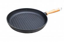 Чугунная сковорода гриль с деревянной ручкой Эколит 26 см