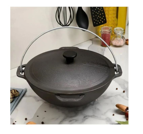 казан чугунный с дужкой и крышкой 15 л бризолль (азия)